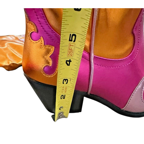 Azalea Wang Hendrix Western Cowboy Boot Knee High Pink/Orange Metallic Sz 9 - Picture 9 of 12